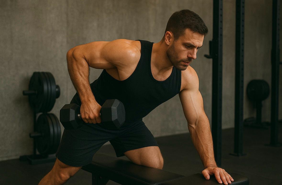 Dumbbell row exercise for back strength and posture